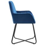 Chaises à manger lot de 4 Bleu Velours – Image 4