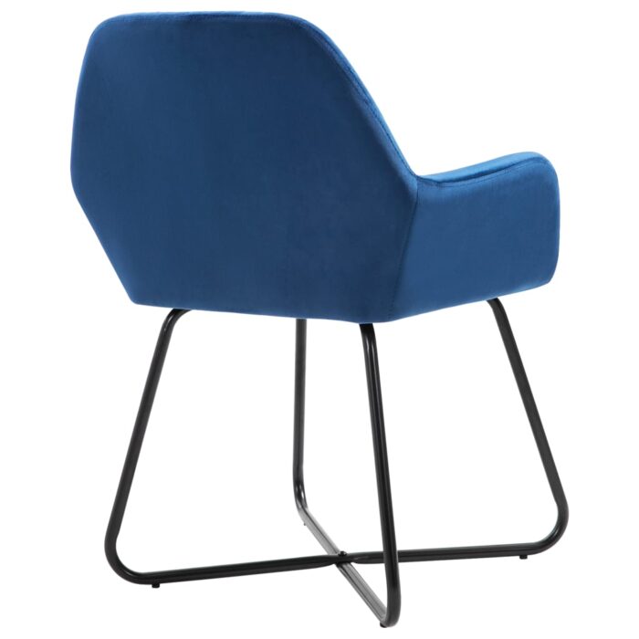 Chaises à manger lot de 4 Bleu Velours – Image 5