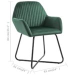 Chaises à manger lot de 6 vert velours – Image 7