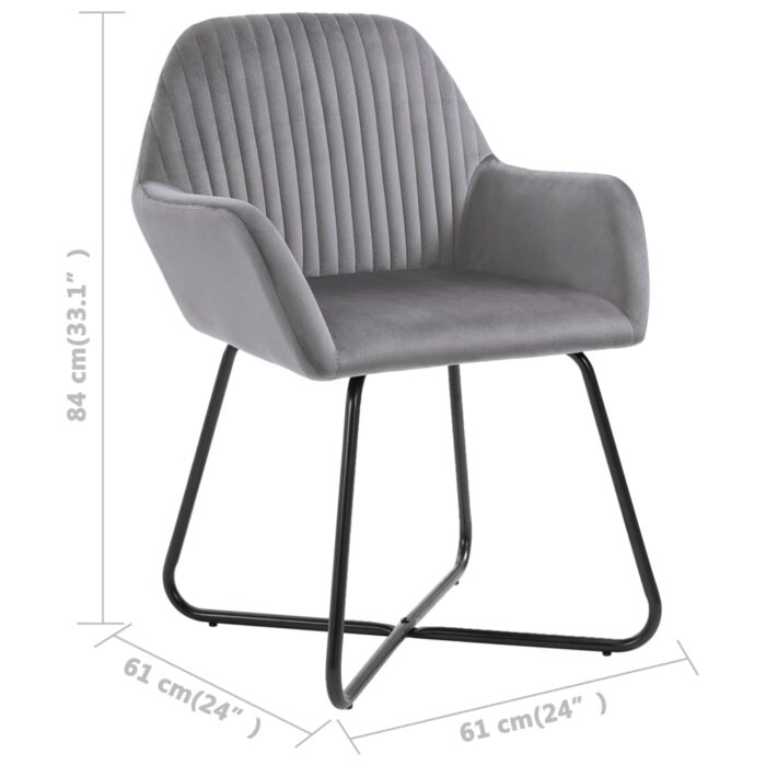 Chaises à manger lot de 4 gris velours – Image 7