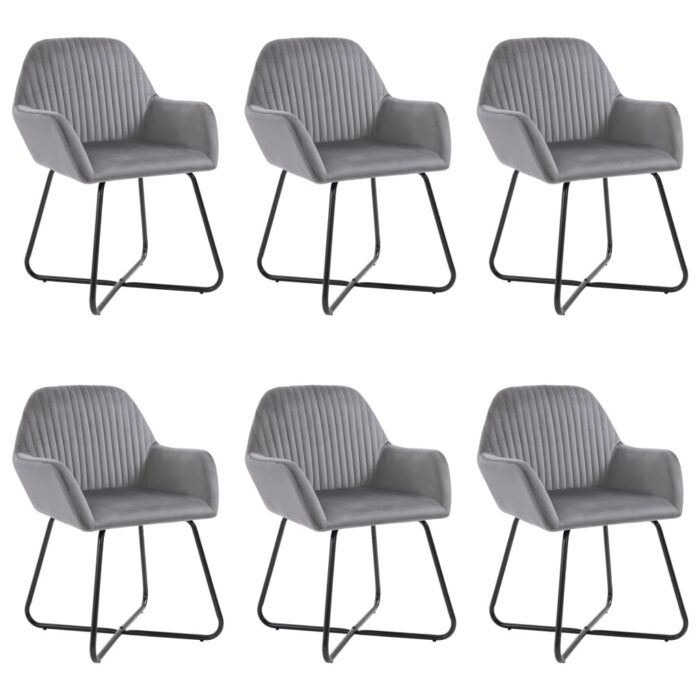 Chaises à manger lot de 6 gris velours – Image 1