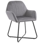 Chaises à manger lot de 6 gris velours – Image 2
