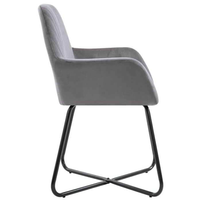 Chaises à manger lot de 6 gris velours – Image 4