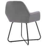 Chaises à manger lot de 6 gris velours – Image 5