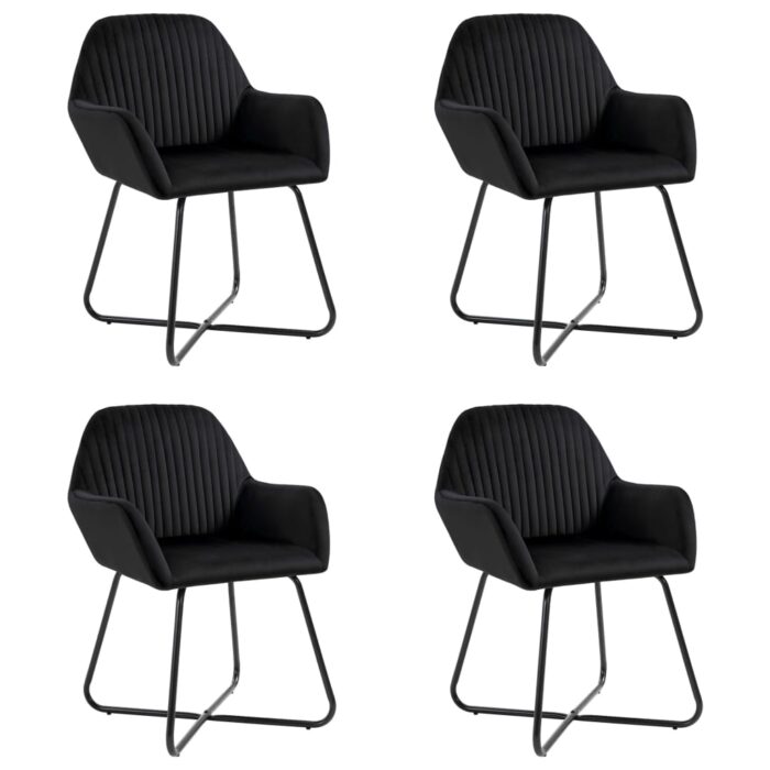 Chaises à manger lot de 4 Noir Velours – Image 1
