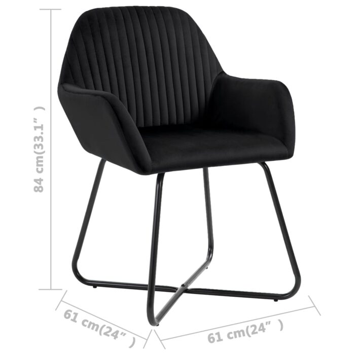 Chaises à manger lot de 4 Noir Velours – Image 7