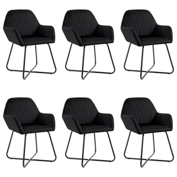 Chaises à manger lot de 6 noir velours – Image 1