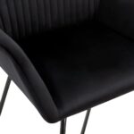 Chaises à manger lot de 6 noir velours – Image 6