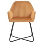 Chaises à manger lot de 4 Crème Velours – Image 3