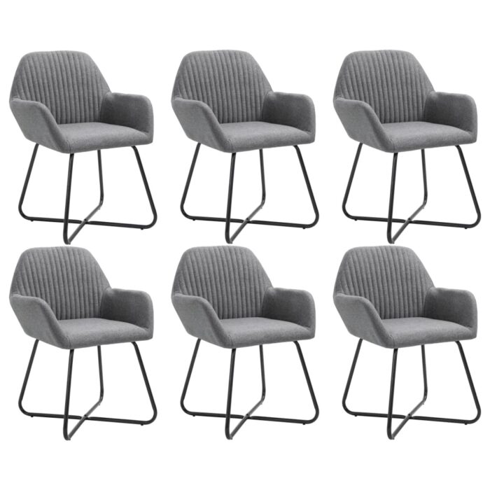 Chaises à manger lot de 6 gris foncé tissu – Image 1