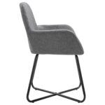 Chaises à manger lot de 6 gris foncé tissu – Image 4