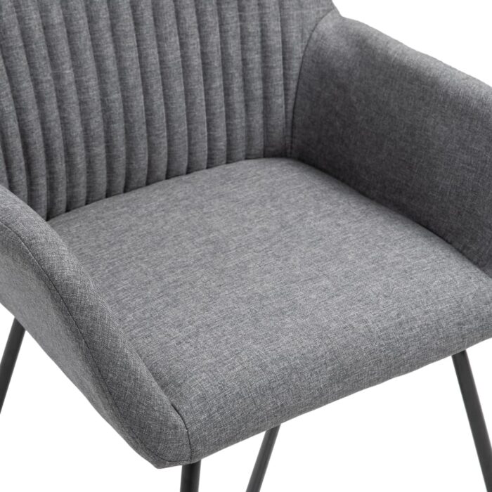 Chaises à manger lot de 6 gris foncé tissu – Image 6