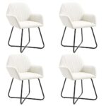 Chaises à manger lot de 4 crème tissu