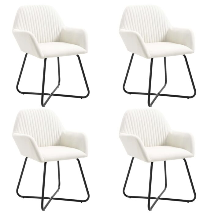 Chaises à manger lot de 4 crème tissu – Image 1