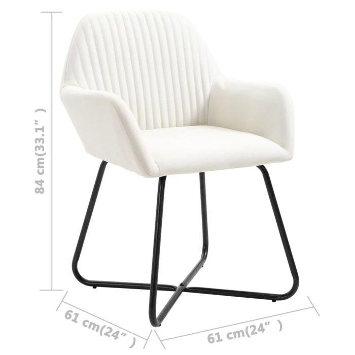 Chaises à manger lot de 4 crème tissu – Image 7