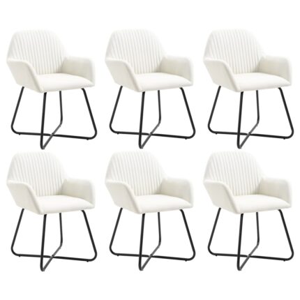 Chaises à manger lot de 6 crème tissu