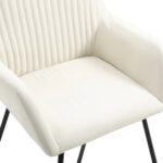 Chaises à manger lot de 6 crème tissu – Image 6