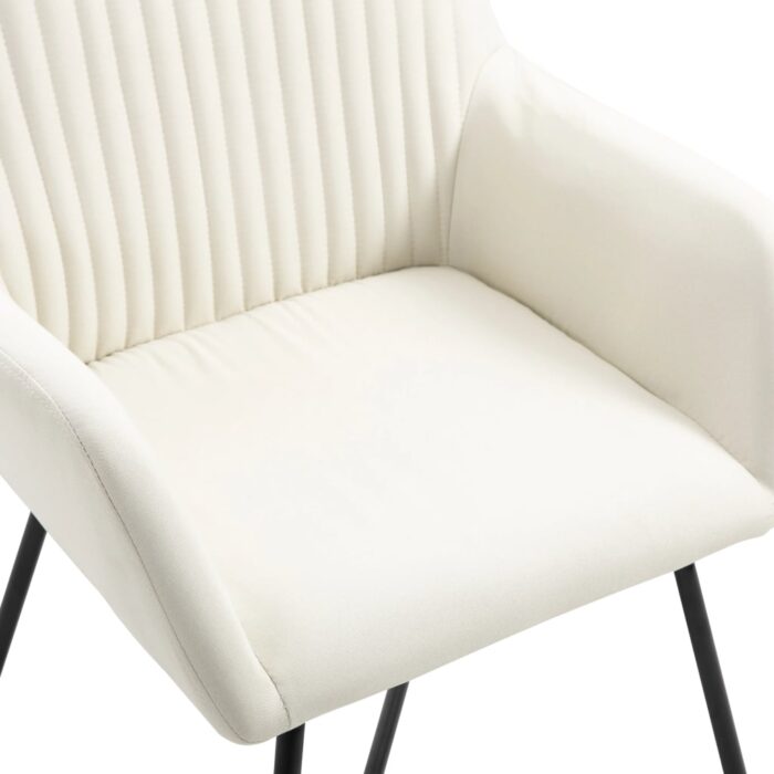 Chaises à manger lot de 6 crème tissu – Image 6