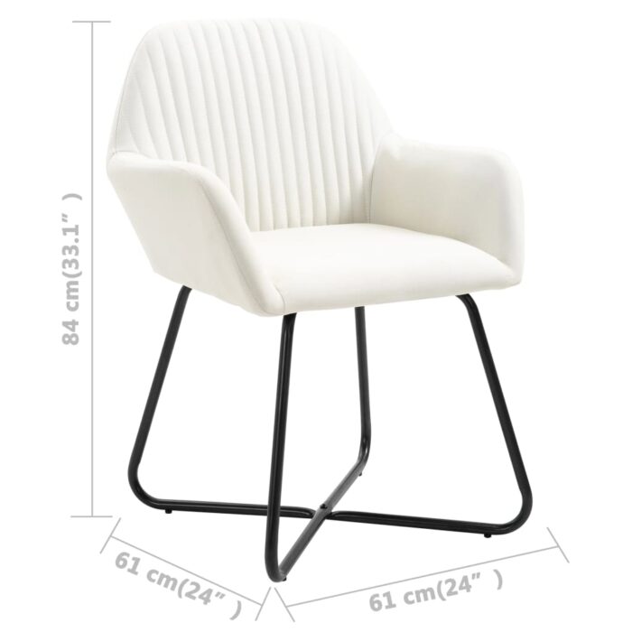 Chaises à manger lot de 6 crème tissu – Image 7