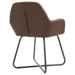 Chaises à manger lot de 4 marron tissu – Image 5