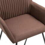 Chaises à manger lot de 6 marron tissu – Image 6