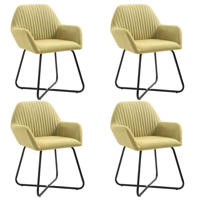 Chaises à manger lot de 4 vert tissu – Image 1
