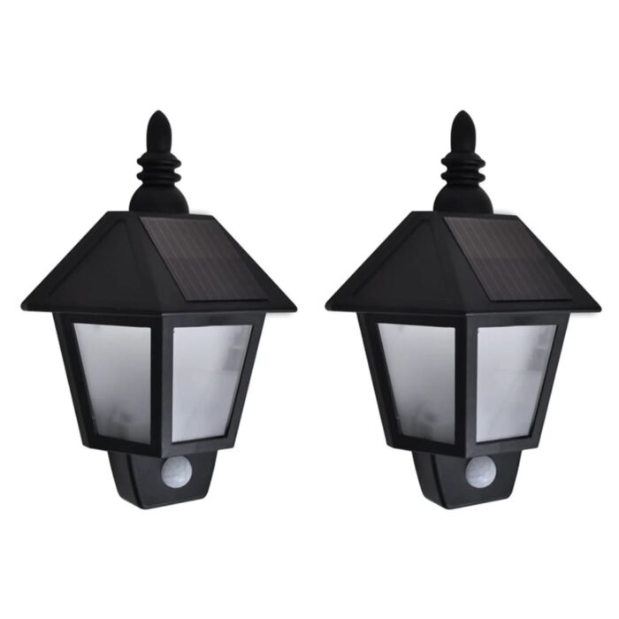 VXL8719883695846_a_en_hd_1.jpg Appliques murales solaires 2 pcs avec capteur de mouvement Noir – Image 1