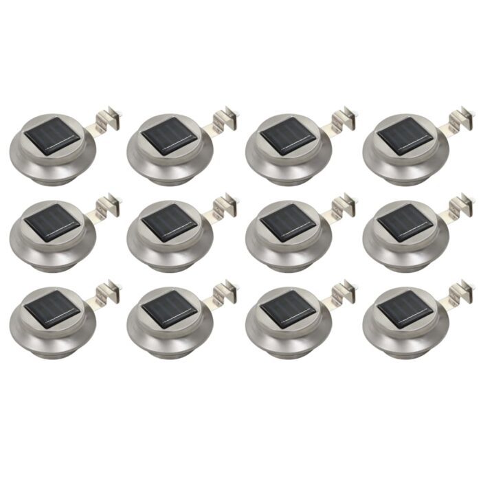 Lampes solaires à LED rondes d'extérieur 12 pcs 12 cm Blanc – Image 1