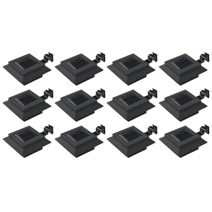 Lampes solaires à LED carrées d'extérieur 12 pcs 12 cm Noir – Image 1