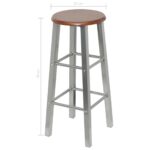 Tabourets de bar lot de 4 argenté et marron MDF – Image 4