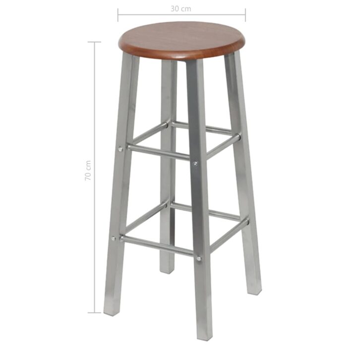 Tabourets de bar lot de 4 argenté et marron MDF – Image 4