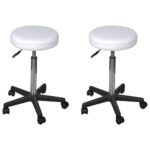 Tabourets de bureau lot de 2 Blanc 35,5x84 cm Similicuir