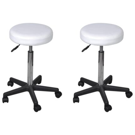 Tabourets de bureau lot de 2 Blanc 35,5x84 cm Similicuir
