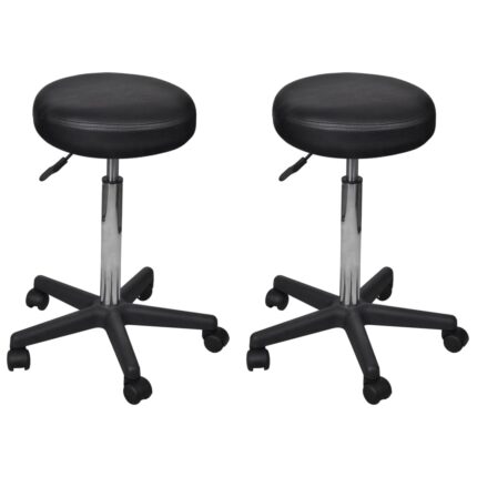 Tabourets de bureau lot de 2 Noir 35,5x84 cm Similicuir