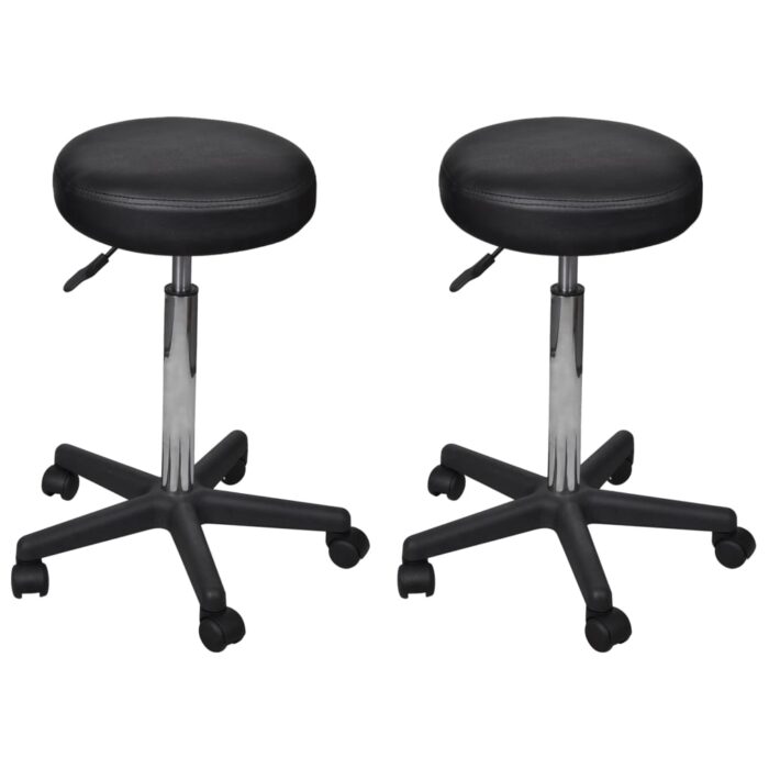Tabourets de bureau lot de 2 Noir 35,5x84 cm Similicuir – Image 1