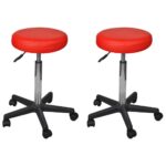 Tabourets de bureau lot de 2 Rouge 35,5x84 cm Similicuir