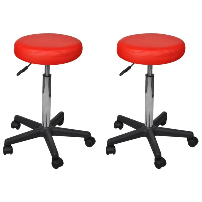 Tabourets de bureau lot de 2 Rouge 35,5x84 cm Similicuir – Image 1