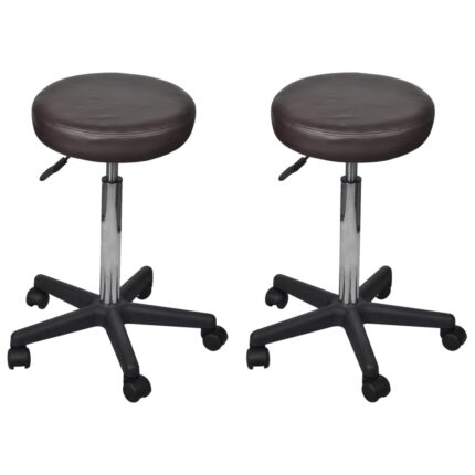 Tabourets de bureau lot de 2 Marron 35,5x84 cm Similicuir