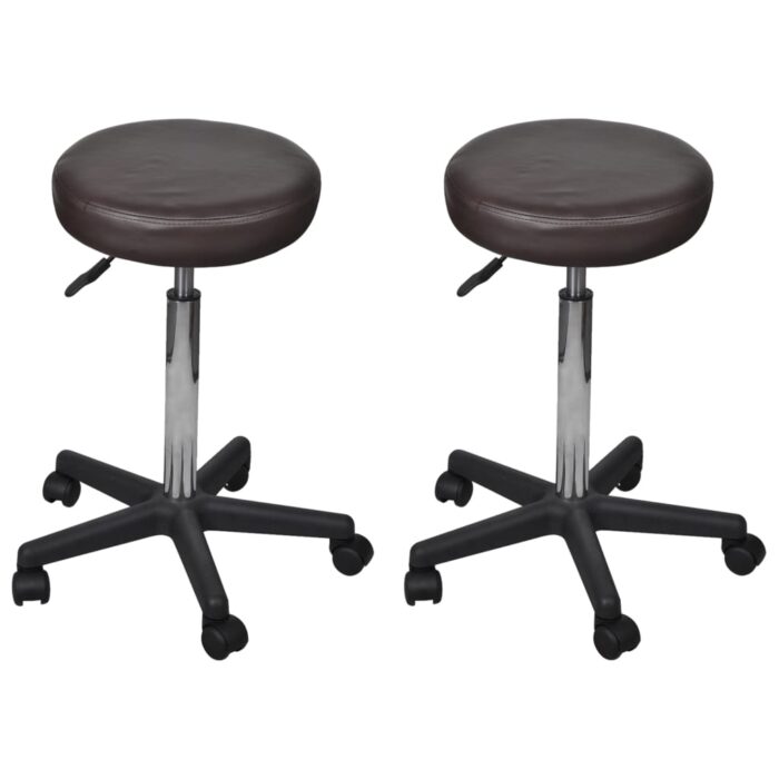 Tabourets de bureau lot de 2 Marron 35,5x84 cm Similicuir – Image 1