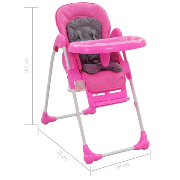Chaise haute pour bébé Rose et gris – Image 11