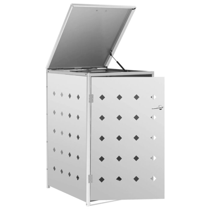 Abri pour poubelle sur roulettes 240 L Acier inoxydable – Image 3