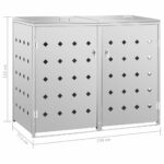 Abri de poubelle double sur roulettes 240 L Acier inoxydable – Image 7
