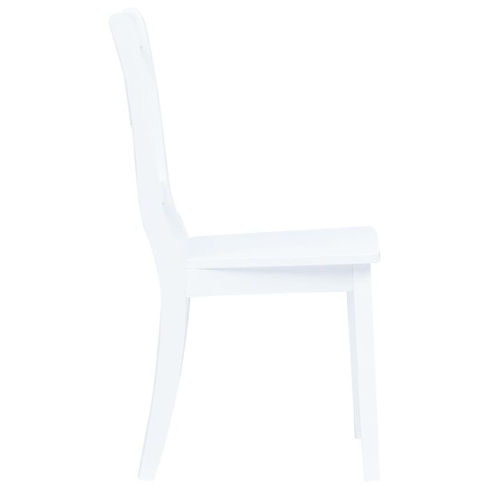 Chaises à manger lot de 6 blanc bois d'hévéa massif – Image 2