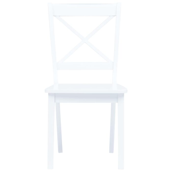 Chaises à manger lot de 6 blanc bois d'hévéa massif – Image 3