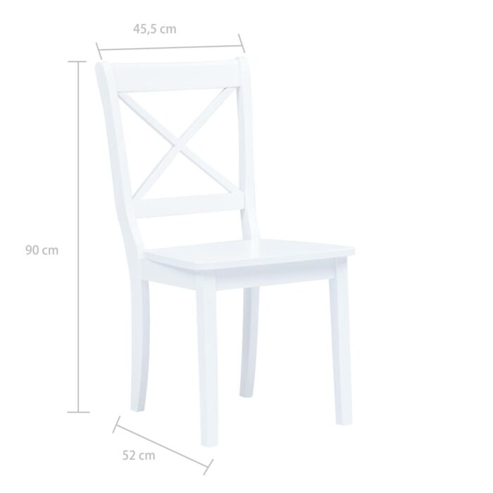 Chaises à manger lot de 6 blanc bois d'hévéa massif – Image 6