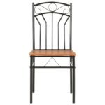 Ensemble de salle à manger 7 pcs MDF et acier Marron – Image 9