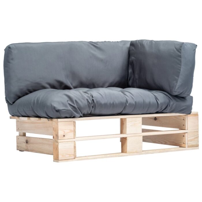 Canapé de jardin palette avec coussins gris Pinède – Image 1