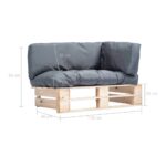 Canapé de jardin palette avec coussins gris Pinède – Image 4