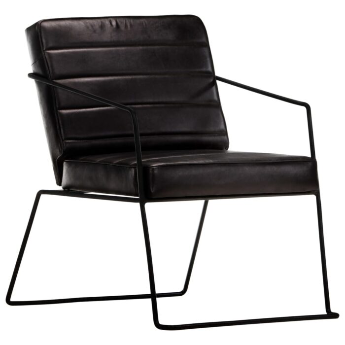 Fauteuil Noir Cuir véritable – Image 1