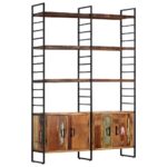 Bibliothèque 4 niveaux 124x30x180cm Bois solide de récupération – Image 12